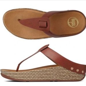 Fitflop Ibiza Leather Sandal Dark Tan Size 9